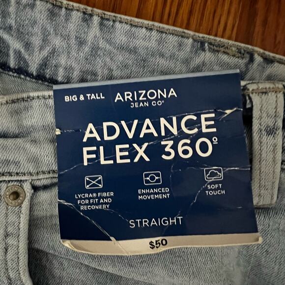 NWT, Arizona, Advanced Flex 360 straight jeans, Mens 52x29 - Picture 4 of 4